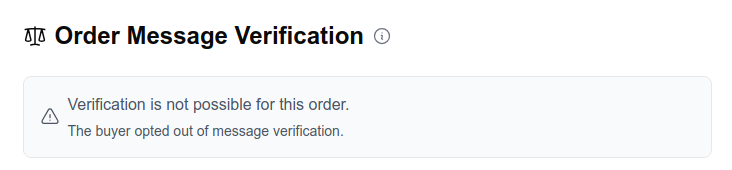 A screeenshot of a disabled message verification
